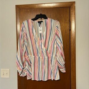 NWT Lane Bryant Size 16 colorful striped blouse with tags